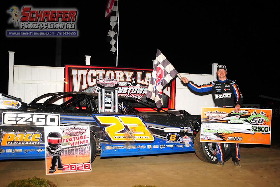 Cory Hedgecock wins Bowman 50 at Brownstown Speedway