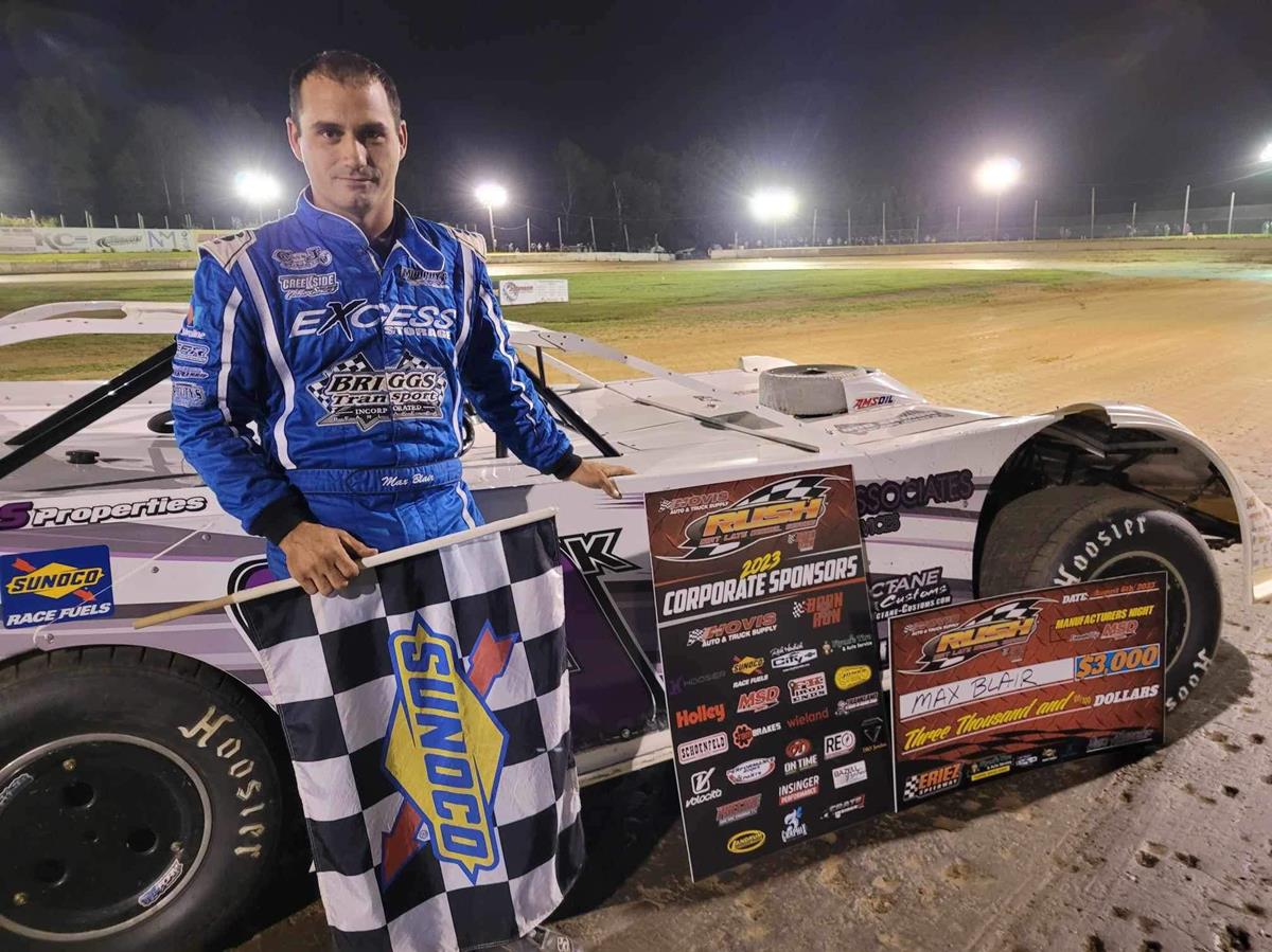 MAX BLAIR TOPS ERIEZ RECORD 52-CAR FIELD FOR 3RD HOVIS RUSH LATE MODEL FLYNN'S TIRE TOURING SERIES VICTORY OF 2023; $29,500 IN VALUABLE PRODUCTS AWARD