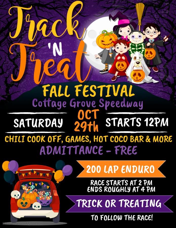 ENDURO & TRACK-N-TREAT SET FOR THIS SATURDAY, OCT 29TH!