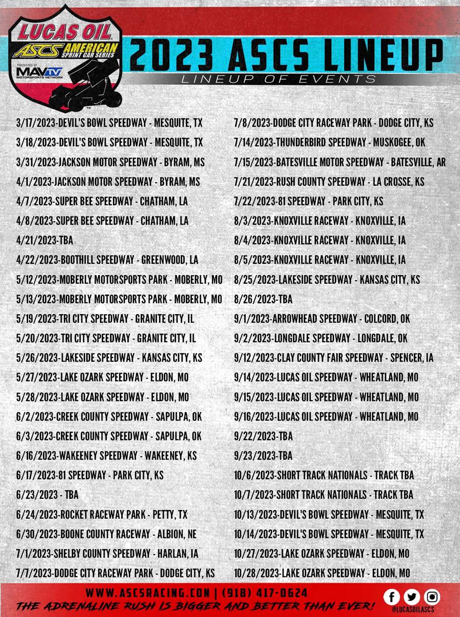Lucas Oil American Sprint Car Series Sets 48 Dates in 2023