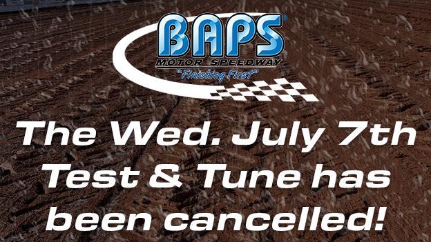 July 7th Test & Tune Cancelled