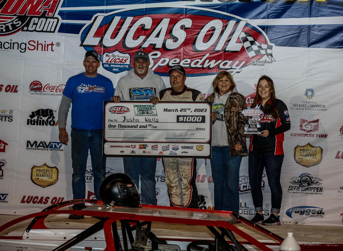 Wells captures Late Model headliner as Lucas Oil Speedway season begins with Stacye, Reed, Dimmitt also earning wins
