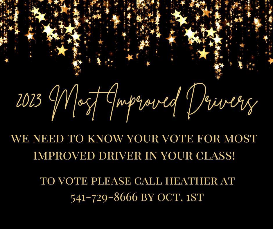 VOTE FOR MOST IMPROVED DRIVER IN YOUR CLASS FOR 2023!!