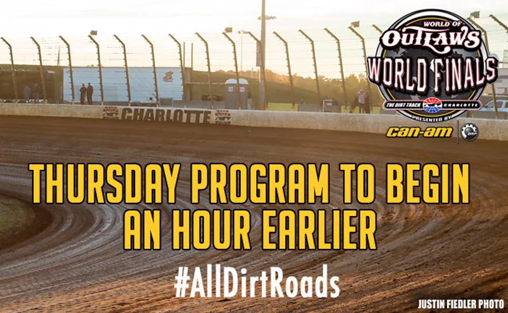 Day one of the World of Outlaws World Finals moved up an hour earlier to avoid potential weather