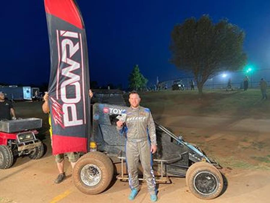 Trey Marcham tops POWRi West Midgets at I-44 Riverside Speedway