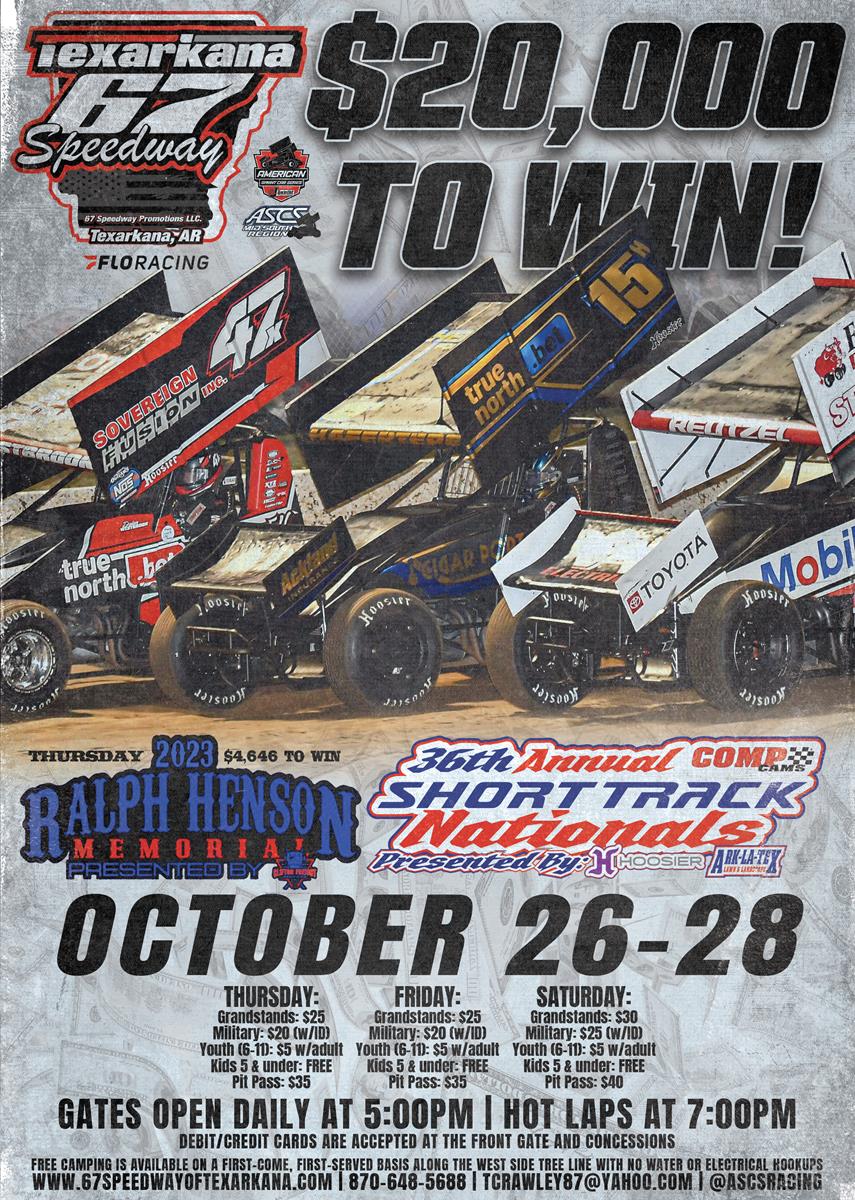Short Track Nationals Shifts to October 26-28