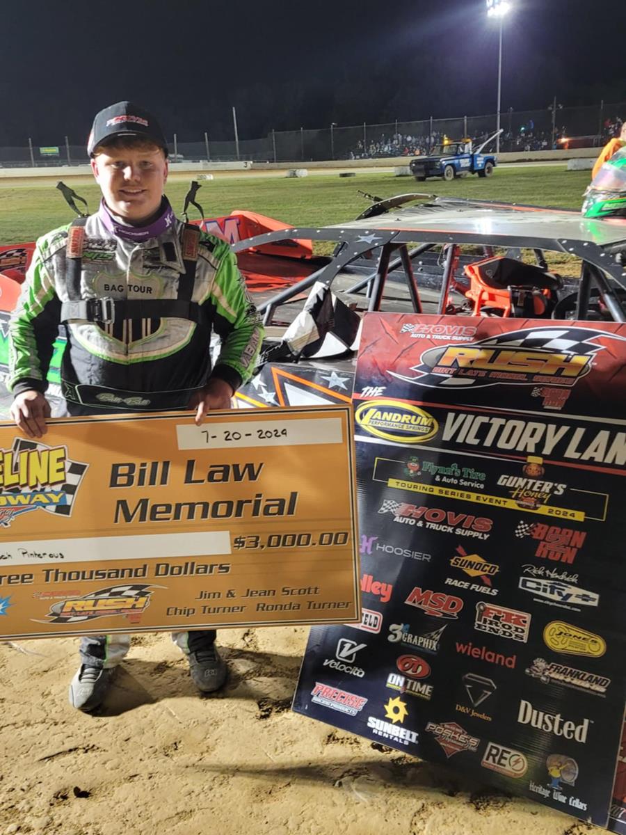 BROCK PINKEROUS BECOMES 1ST TIME WINNER OF "BILL LAW MEMORIAL" WITH HIS 2ND FLYNN'S TIRE/GUNTER'S HONEY TOURING SERIES WIN OF 2024 AS 43 HOVIS RUSH LA