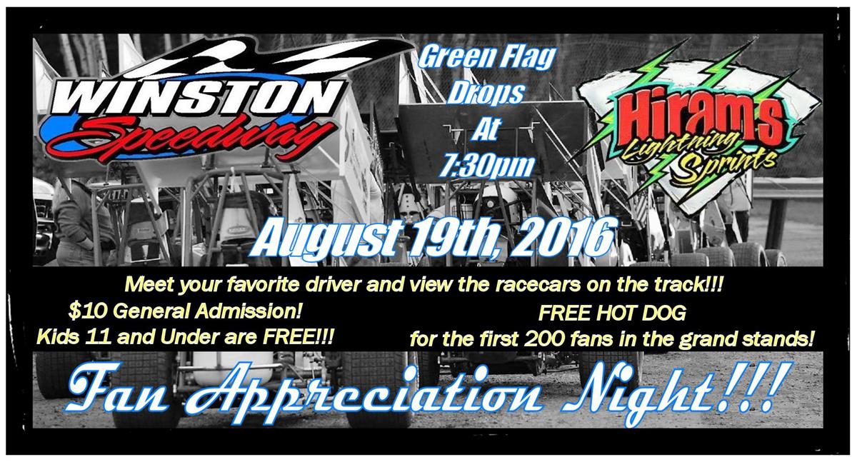 Fan Appreciation Night and the Hirams Lightning Sprints at Winston Speedway!
