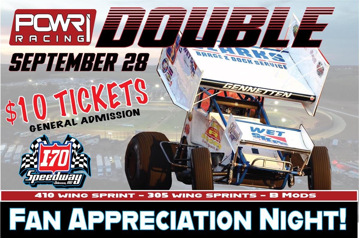 FAN APPRECIATION NIGHT AT I-70 | $10 GA TICKETS | 410 SPRINTS & MORE