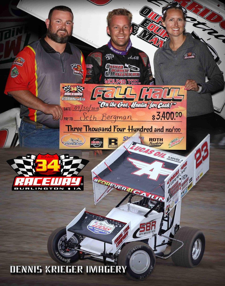 Bergman Cashes $5,100 in Sprint Invaders 'Fall Haul' at 34 Raceway, Wehrle is 2018 Sprint Invaders Champ