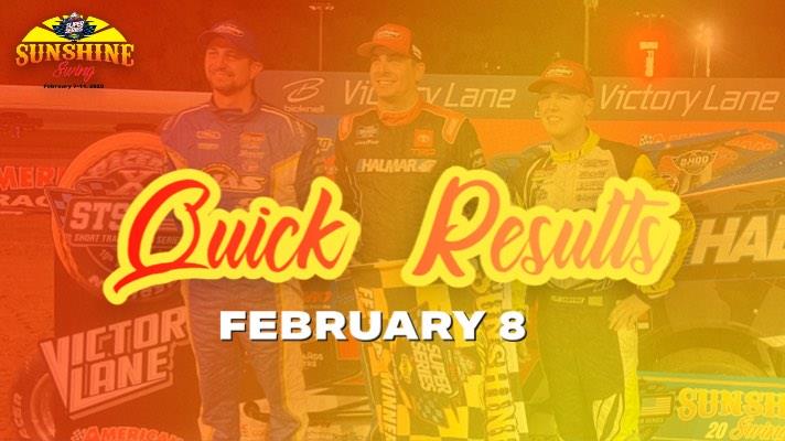 SUNSHINE SWING™ NIGHT NO. 1 RESULTS SUMMARY ALL-TECH RACEWAY WEDNESDAY, FEBRUARY 8, 2023Â