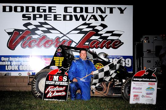 Rob Caho, Jr. in Victory Lane at Dodge County Speedway following his third 2011 TSCS win.