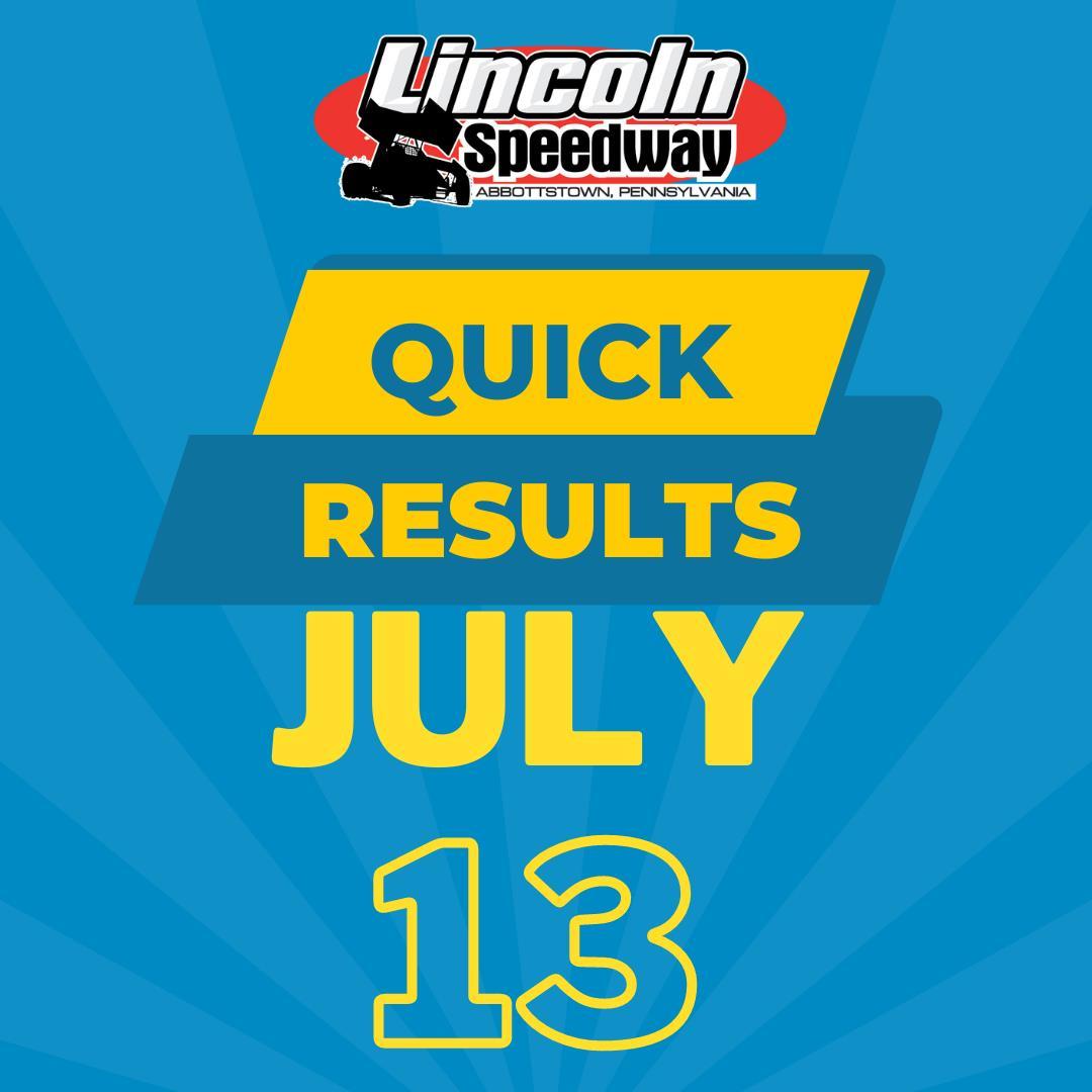 Lincoln Speedway Quick Results - July 13, 2024