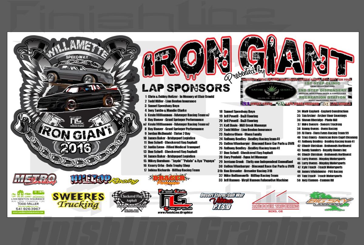 Street Stocks To Headline Willamette Speedway On Saturday September 3rd; 2016 Iron Giant $3000.00 To Win $100.00 To Start