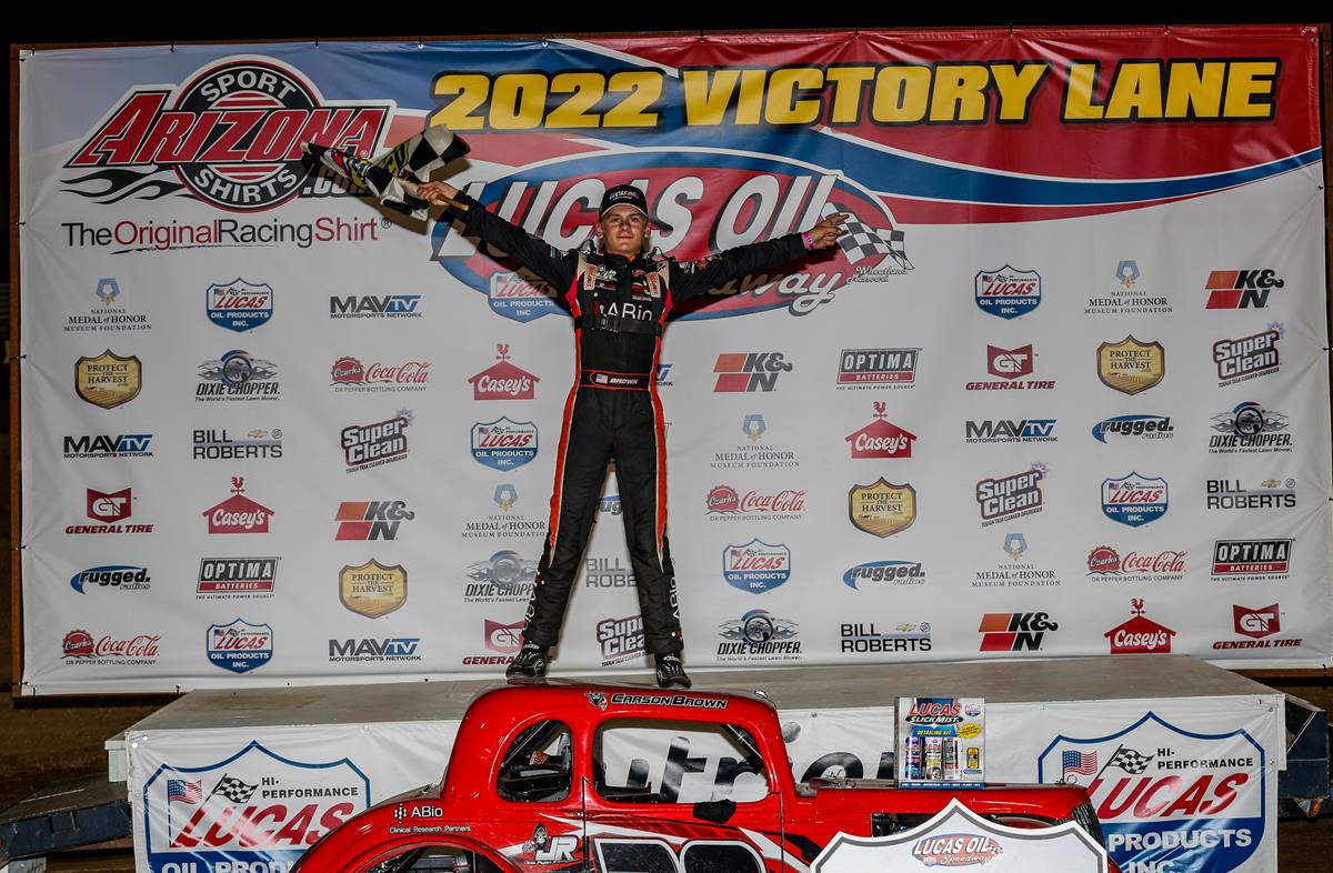 14-year-old Virginia driver Brown wins Legends thriller at Lucas Oil Speedway Midweek Madness