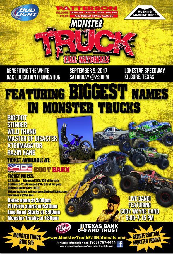 THE MONSTER TRUCKS ARE HERE TONIGHT!!! SAT. SEPT. 9 at LONESTAR SPEEDWAY!