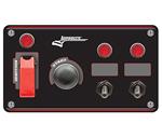 Longacre Black Flip Start/Ignition Panel, 2 Accessory/Pilots