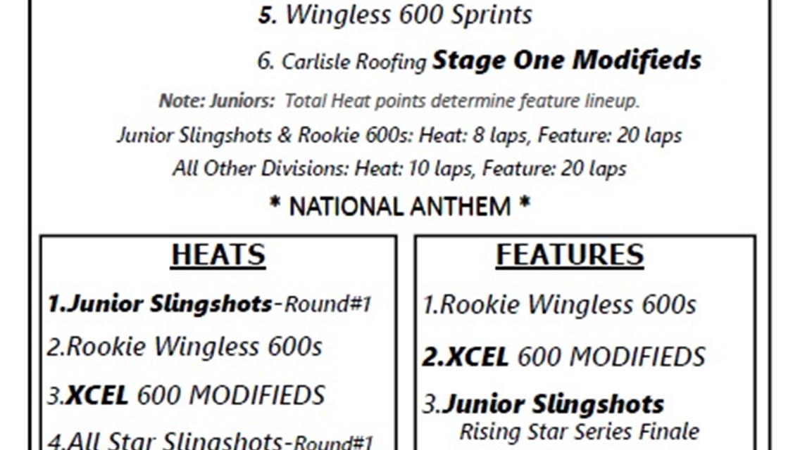 8/13/22 Schedule- Rising Star Finale, All Star Speed Week, Pack the Car!