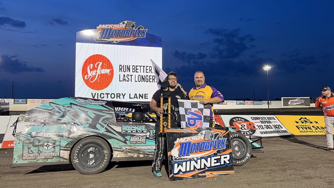 Rogotzke, Sathoff, Probst, Boumeester and Monson Corral Bank Midwest IMCA Series Wins at Jackson Motorplex