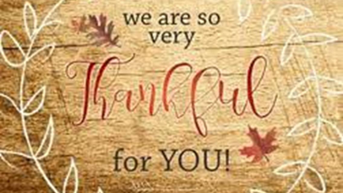 HAPPY THANKSGIVING TO OUR RACING FAMILY!