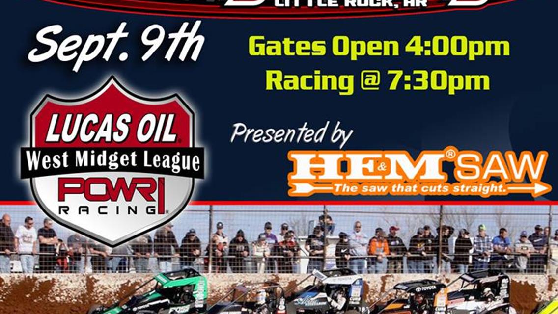 Saturday, Sept 9th POWRi West Midgets at Little Rock, I-30 Speedway
