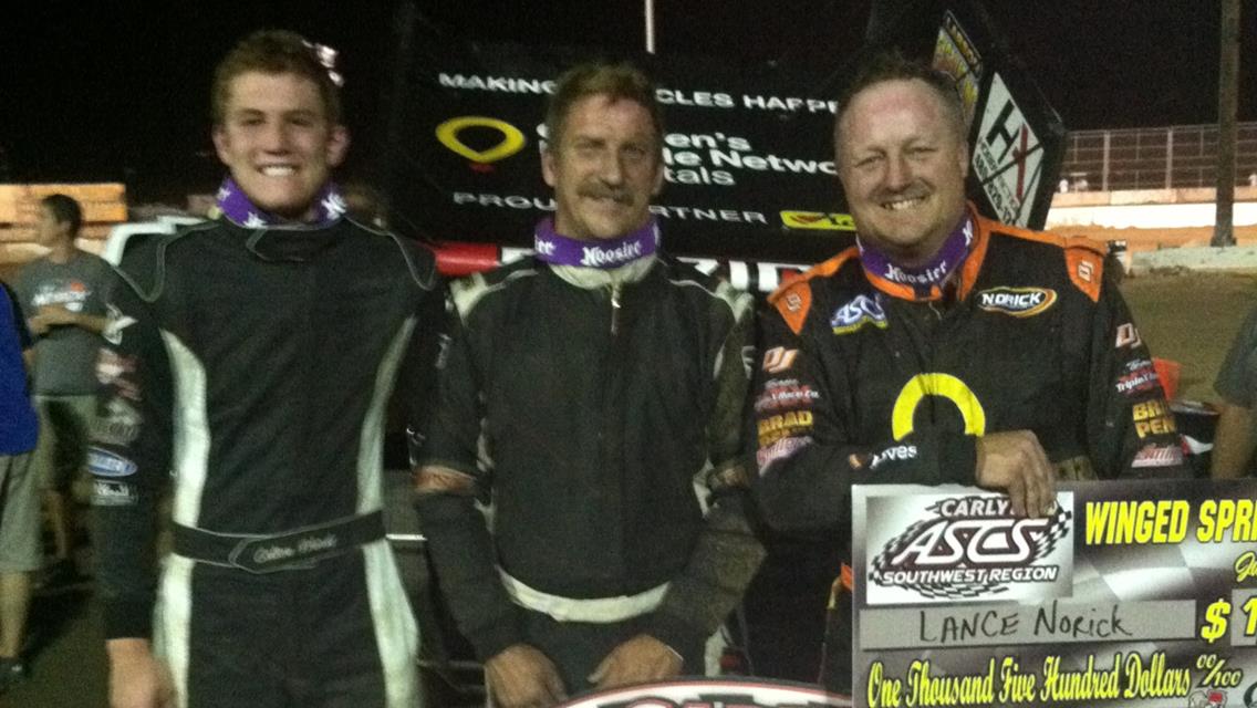 Lance Norick Tops Canyon Speedway Park with Carlyle Tools ASCS Southwest Region