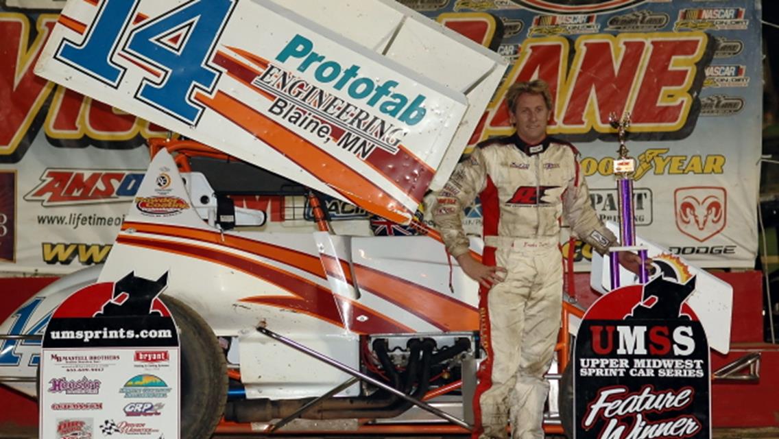Brooke Tatnell in Victory Lane at CLS July 30.