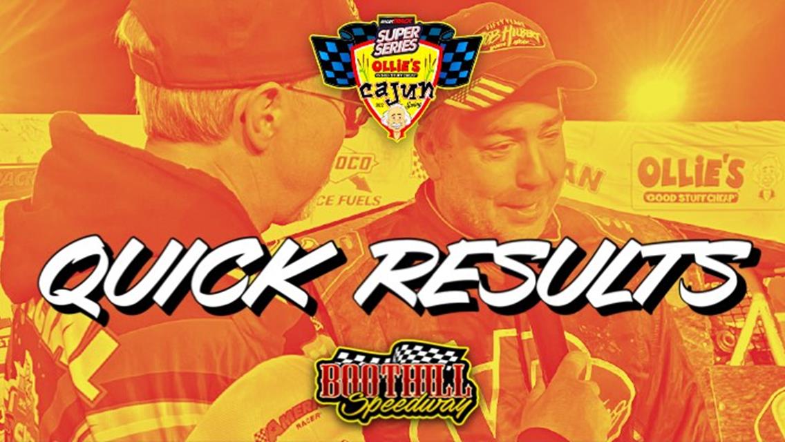CAJUN SWING™ NIGHT NO. 4 GUNSLINGER 50™ RESULTS SUMMARY  BOOTHILL SPEEDWAY NOVEMBER 12, 2022