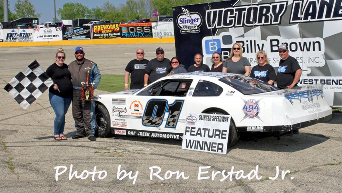 Rich Bickle and Dennis Prunty Split Twin 50-Lap Features at Slinger as Bickle Claims Overall Title