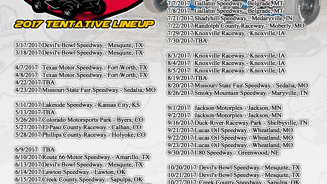 Tentative 2017 Lucas Oil ASCS National Tour Revealed