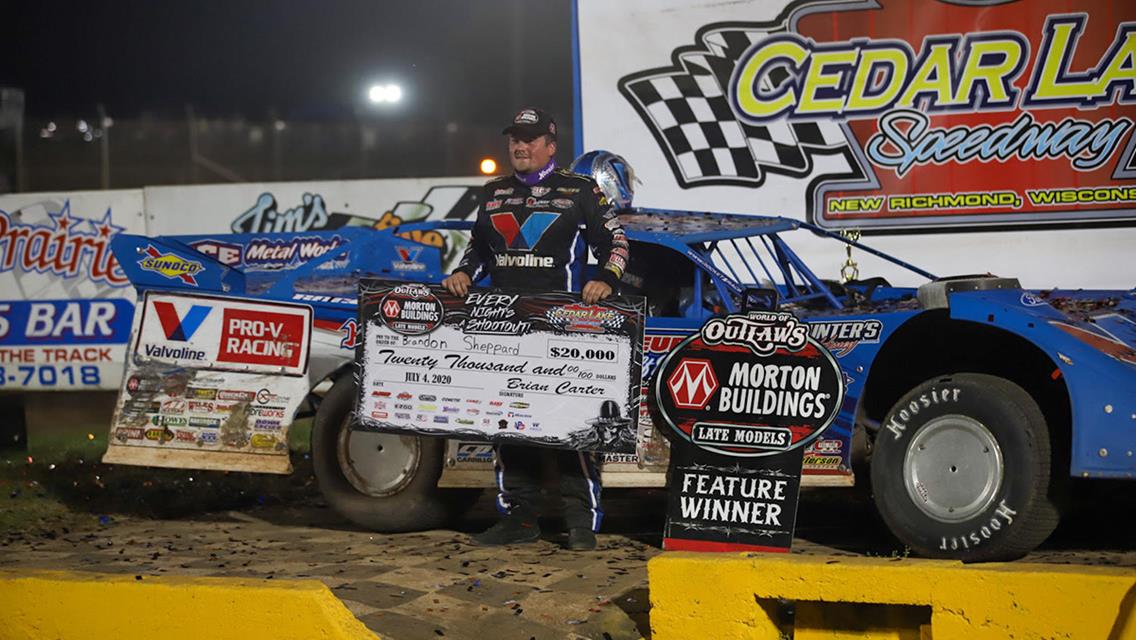 Brandon Sheppard Rolls to $20,000 Payday at Cedar Lake
