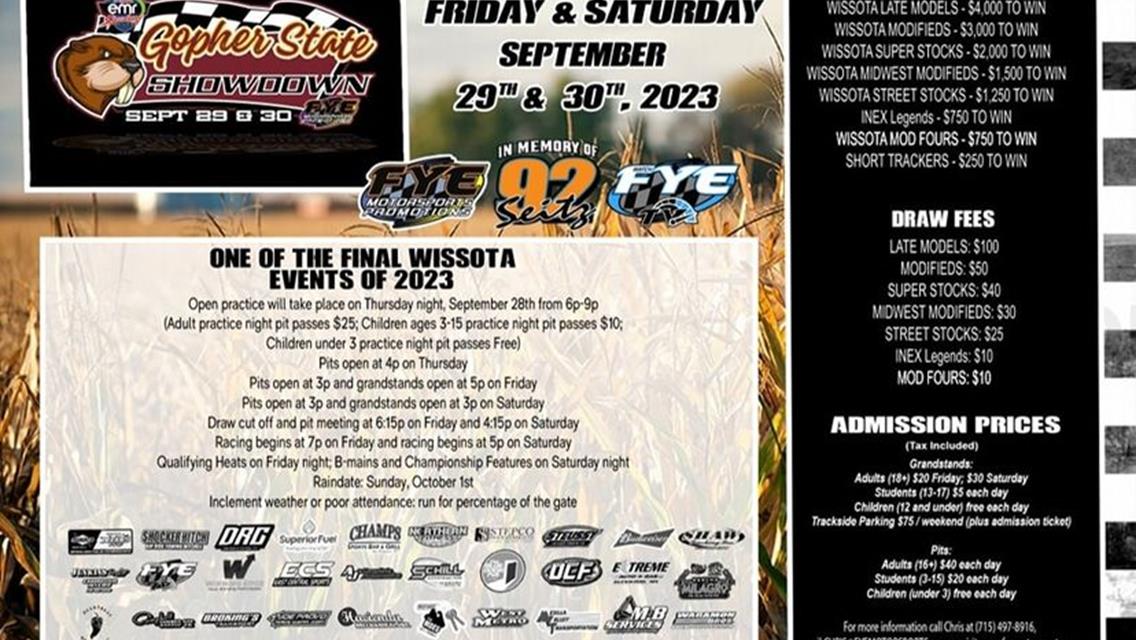 Inaugural Gopher State Showdown- starts at 2 p.m. Saturday September 30,2023