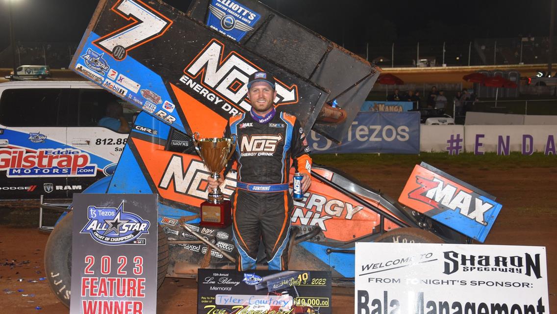 CAREER 1ST SHARON WINS FOR TYLER COURTNEY ($10,000 ALL STAR SPRINTS) &amp; MAT WILLIAMSON (BRP MOD TOUR) COME IN &quot;LOU BLANEY MEMORIAL&quot;