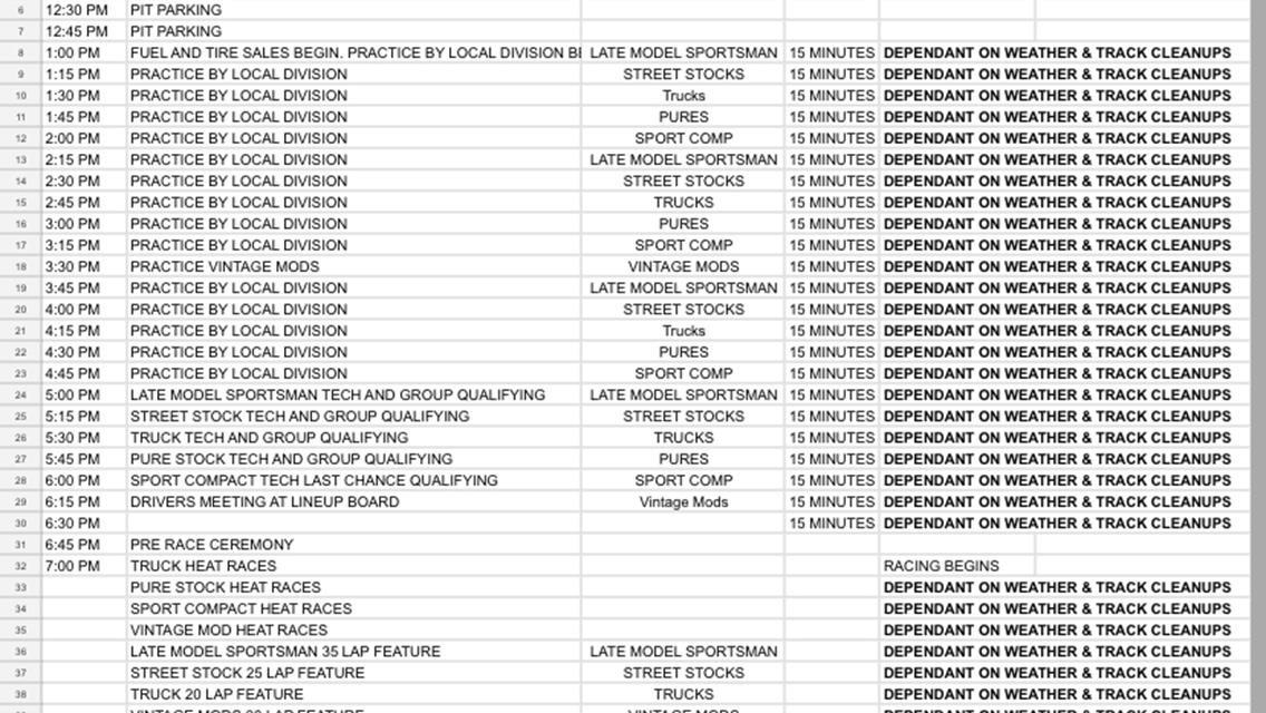 KEVIN ADKINS MEMORIAL AUG 5TH ITINERARY