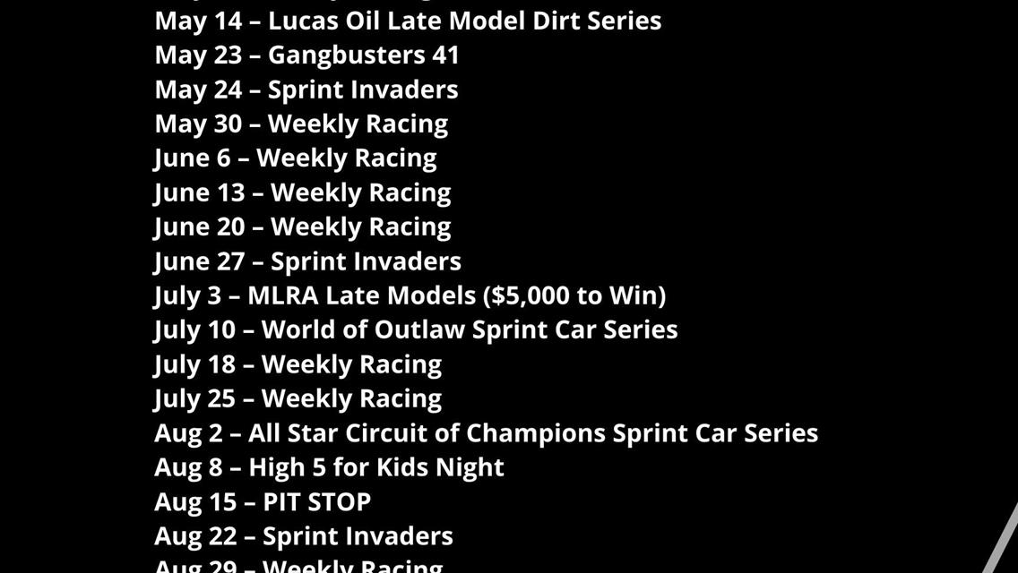 2020 Tentative Schedule Released