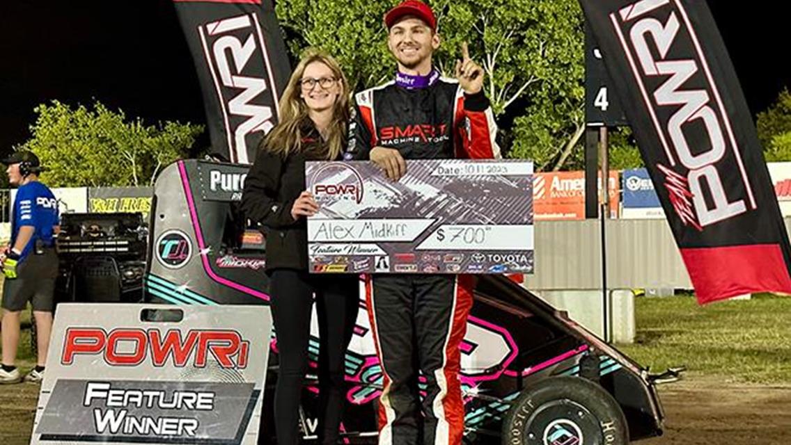 Alex Midkiff Masters Win in POWRi Outlaw Non-Wing Micros at Creek County Speedway