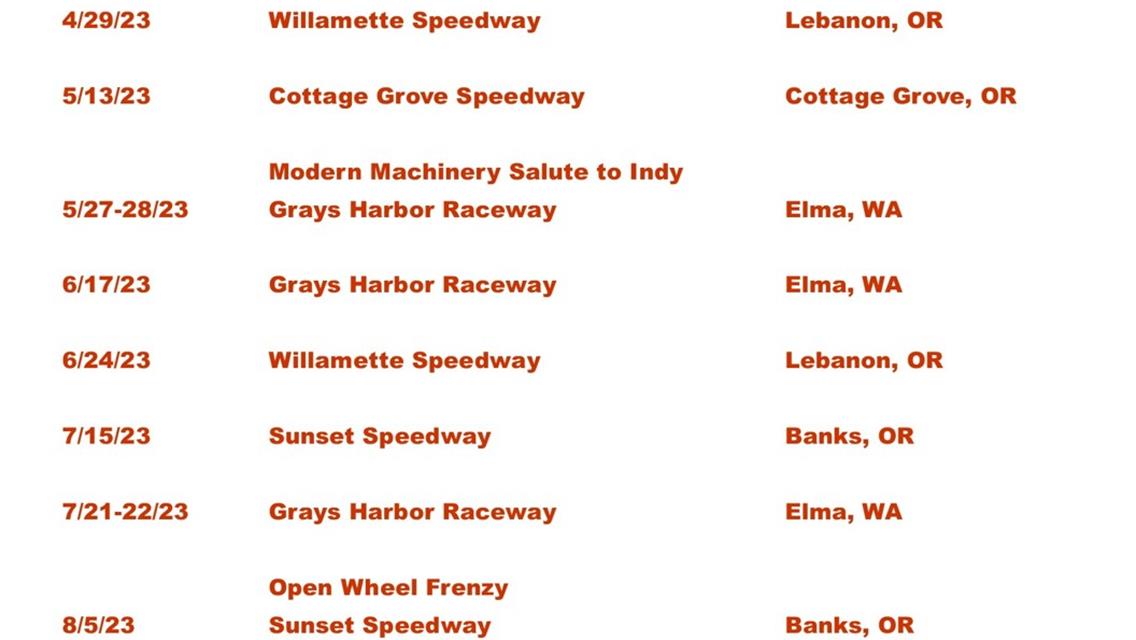 2023 WSS Schedule
