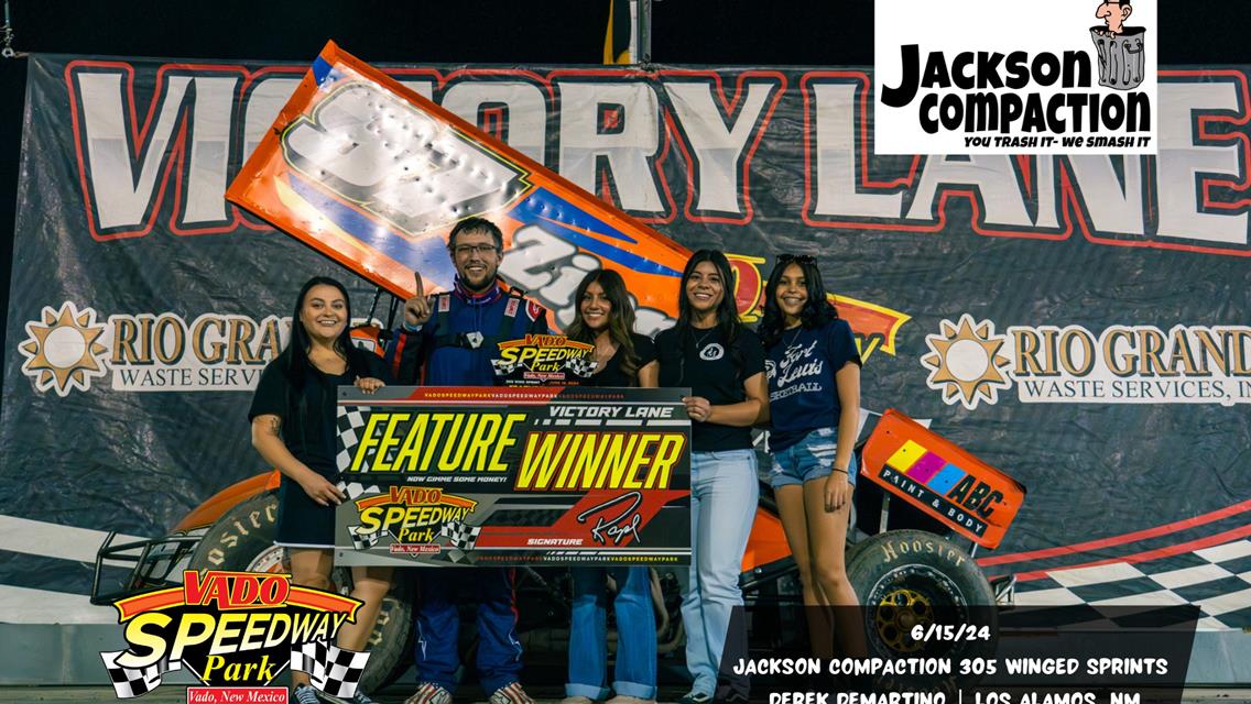 Derek DeMartino Drives to Jackson Compaction POWRi Vado 305 Sprint Victory