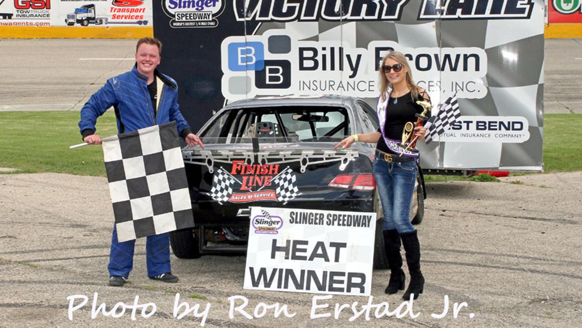 Rich Bickle and Dennis Prunty Split Twin 50-Lap Features at Slinger as Bickle Claims Overall Title