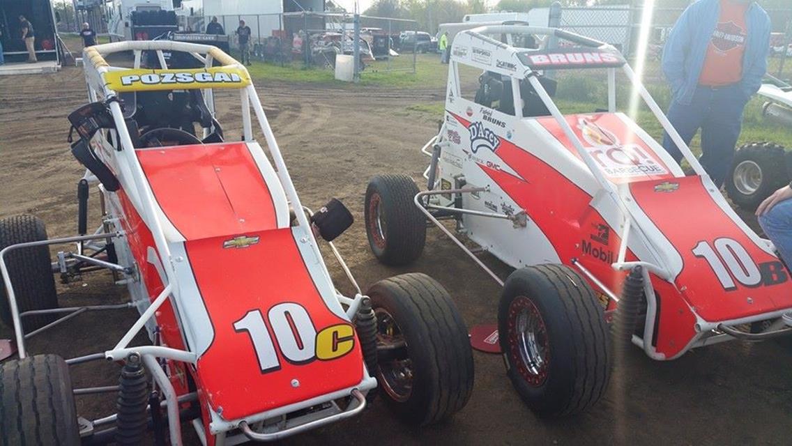 The #10C and #10B MWR Lightning Chassis with Chevy Ecotech Power by MWR ready to roll at Farmer City Raceway