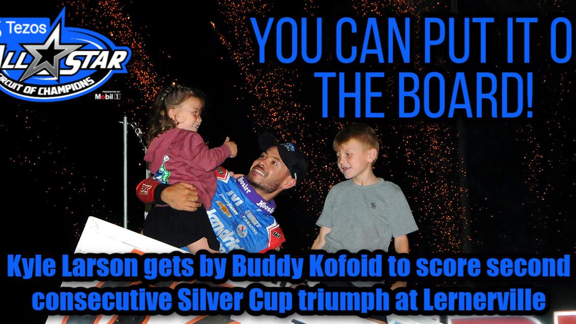 Kyle Larson gets by Buddy Kofoid to score second consecutive Silver Cup triumph at Lernerville