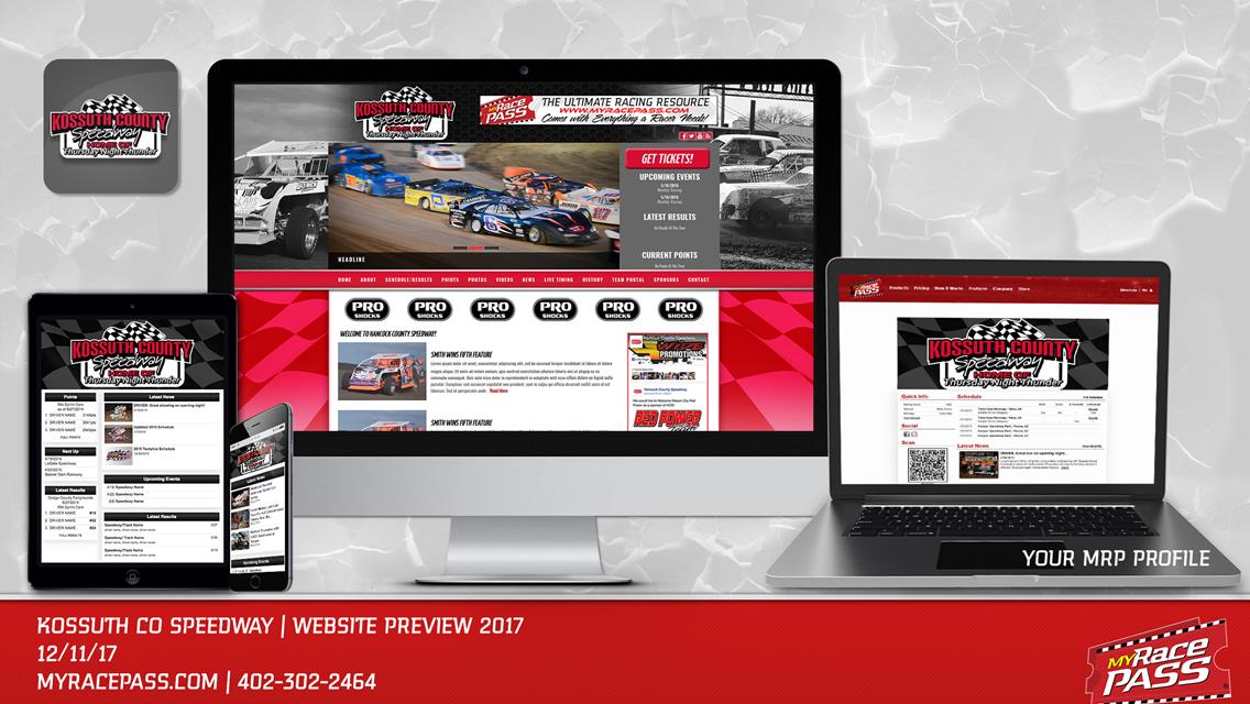 MyRacePass Produces Track Website for Kossuth County Speedway