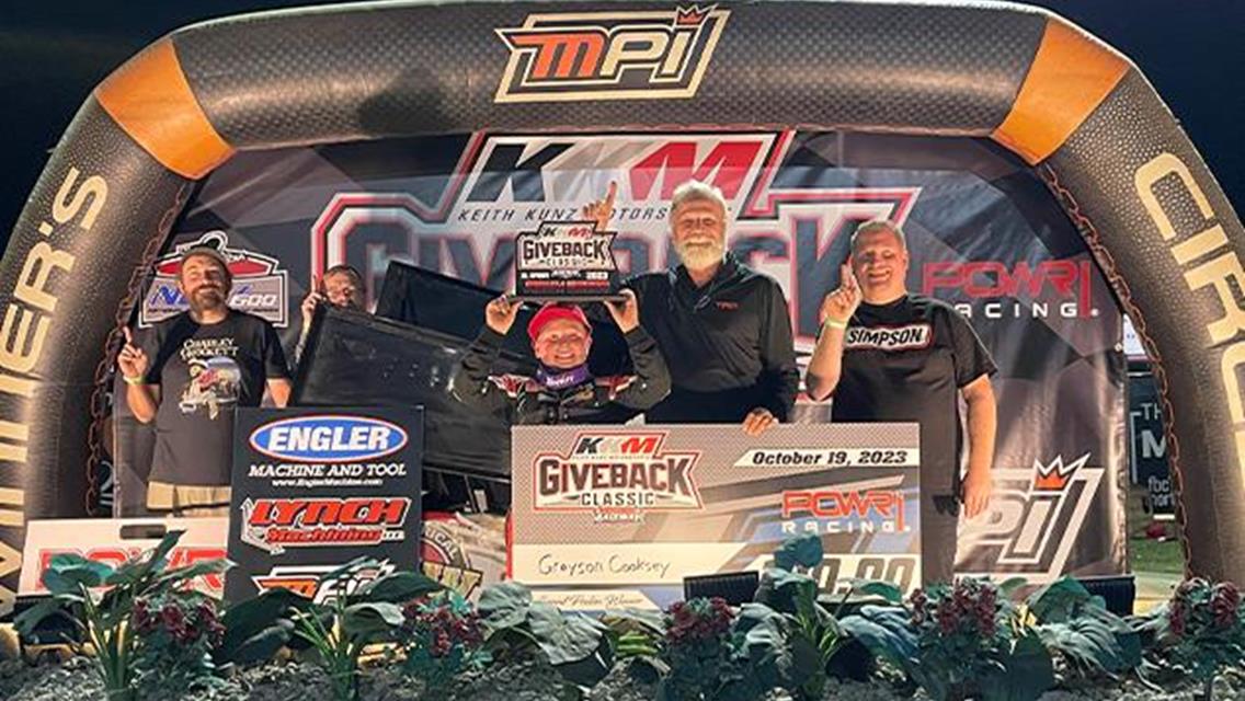 Grayson Cooksey Sweeps KKM Giveback Preliminary Night One with POWRi Jr. Sprint Win