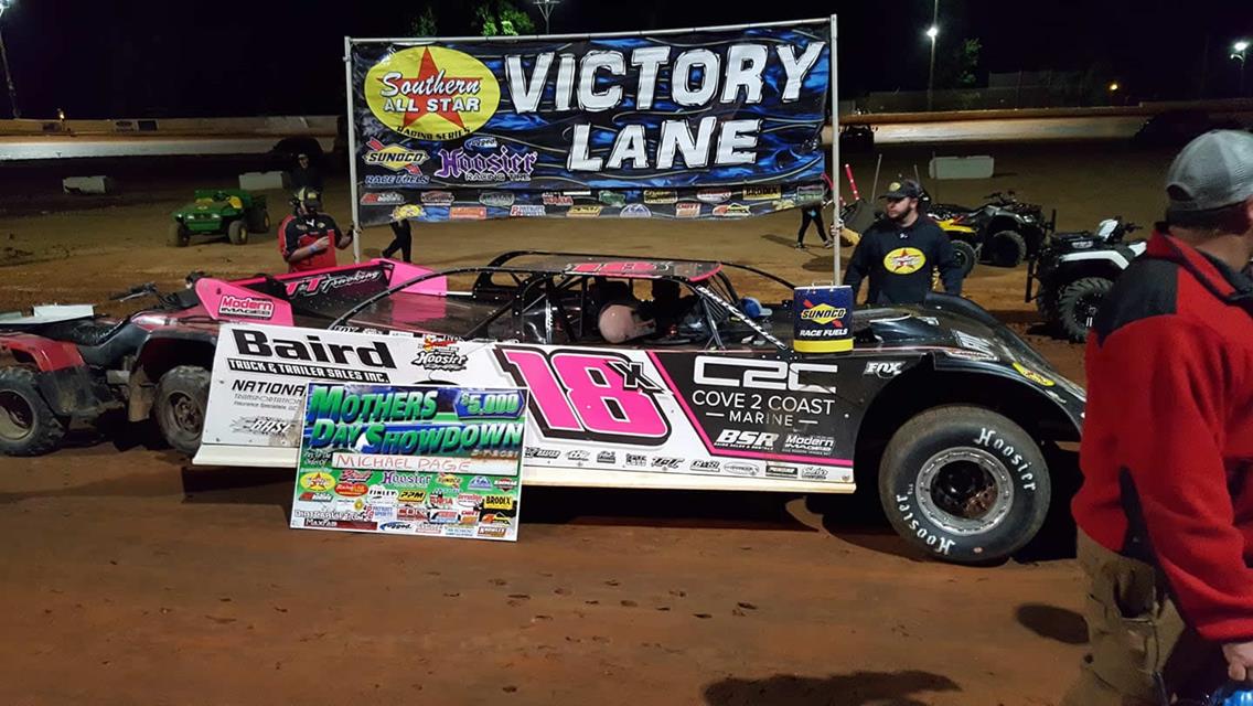 Michael Page visits SAS victory lane at Boyd&#39;s Speedway