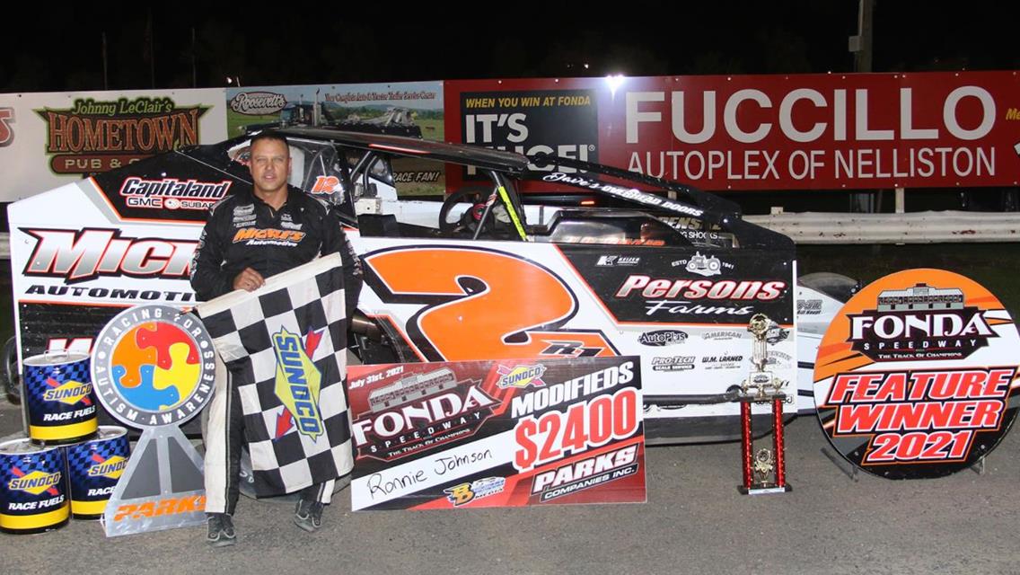 RONNIE JOHNSON WINS 31ST OF HIS CAREER AT FONDA AND FIRST SINCE 8/20/2016 - $21,405 RAISED FOR THE CROSSROADS CENTER FOR CHILDREN FOR AUTISM AWARENESS