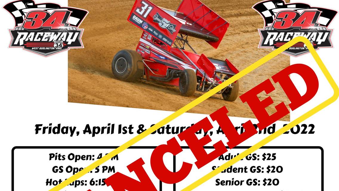 34 Raceway Event Cancelled