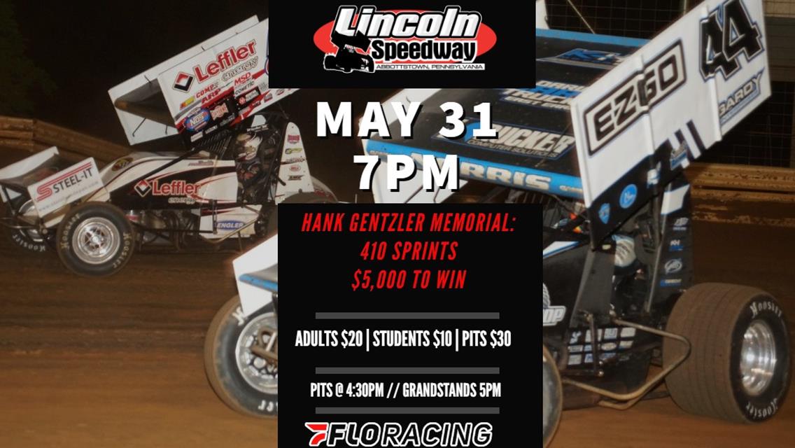 Lincoln Speedway Cancels May 29 due to Rain; Hank Gentzler Memorial Moved to May 31