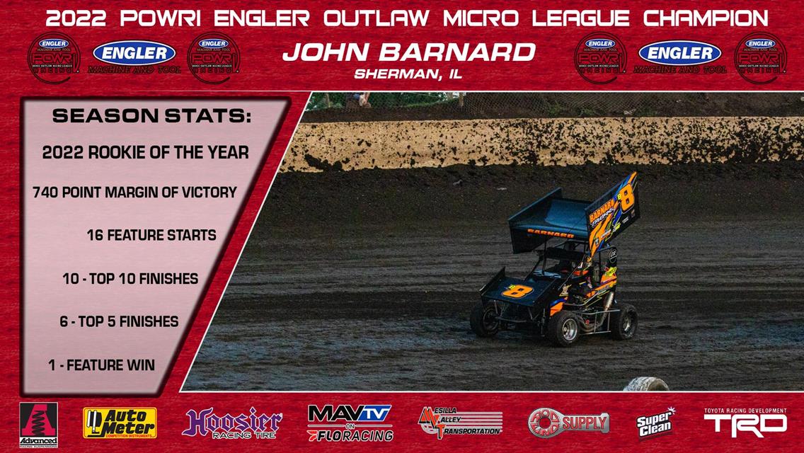 John Barnard Battles to Boast POWRi Outlaw Micro League Championship and ROY