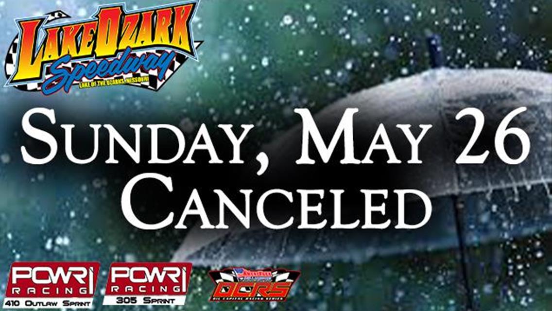 Soaking Rainfall Cancels Lake Ozark Speedway on Sunday, May 26