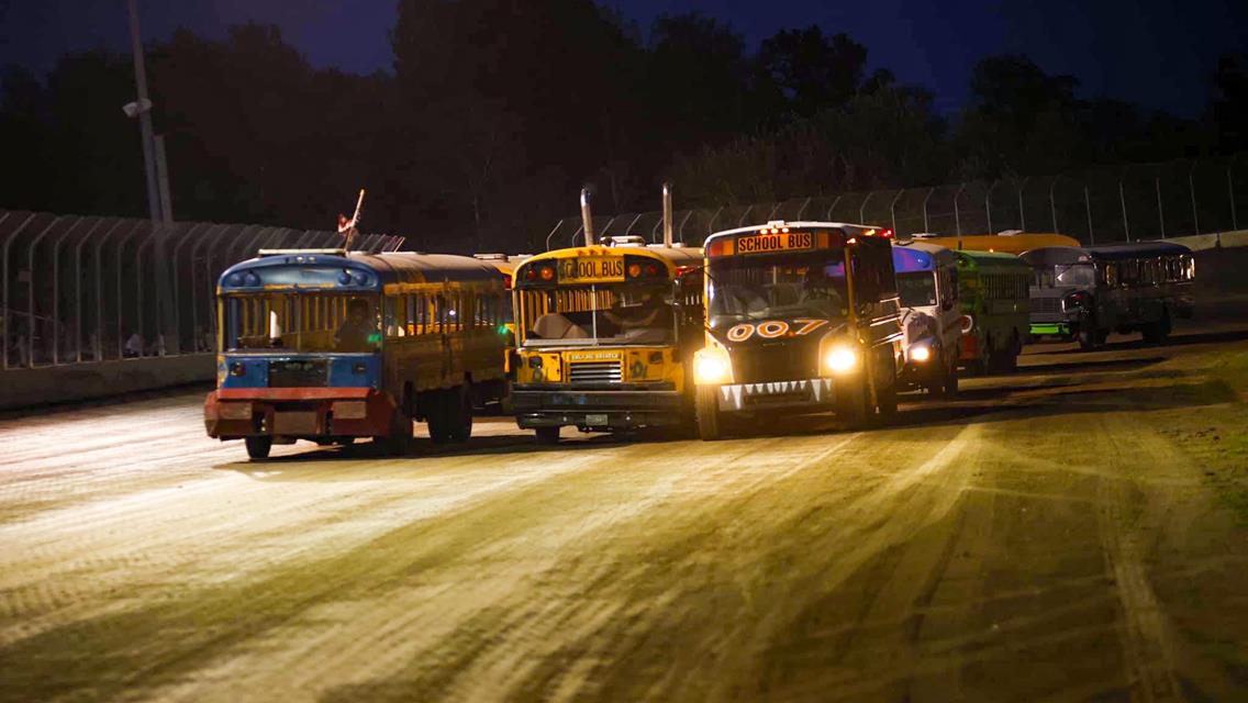 Fans Pack the Ogilvie Raceway Grandstands for a Fun Night of Bus Races